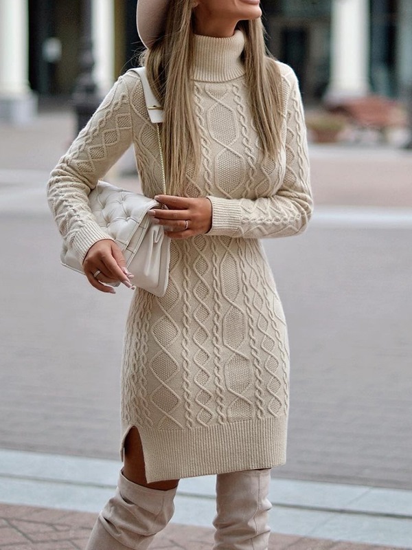 Women's Long Sleeve Sweater Dress TABARGAINS