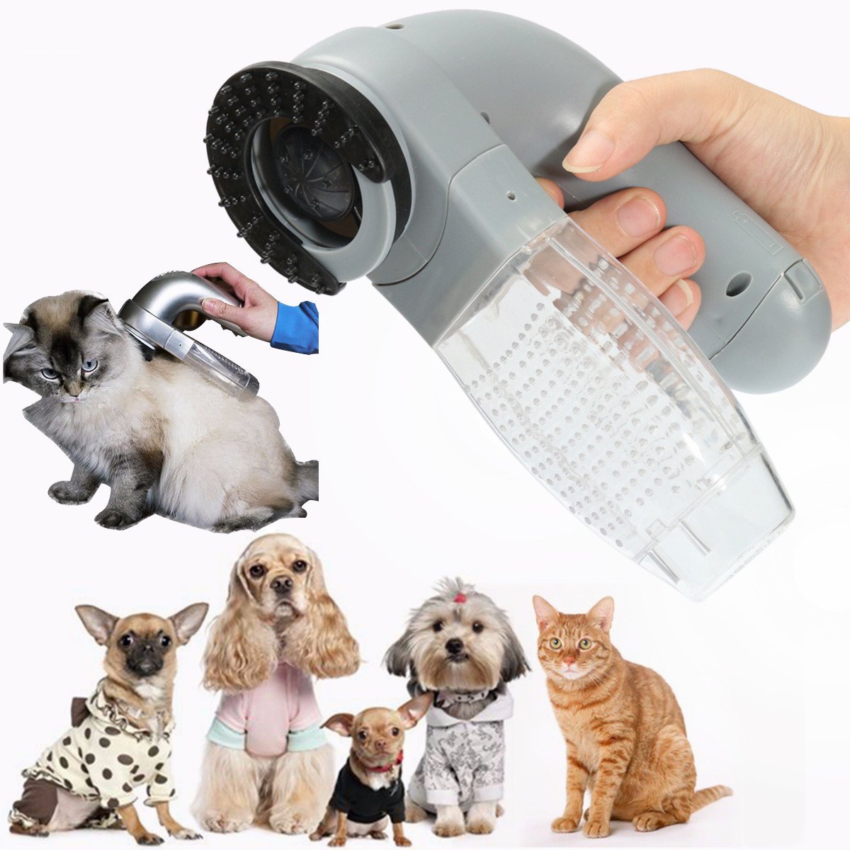 Dog Cat Pet Electric Hair Grooming Vacuum Cleaner, Fur Shedding Remover Trimmer Brush Comb
