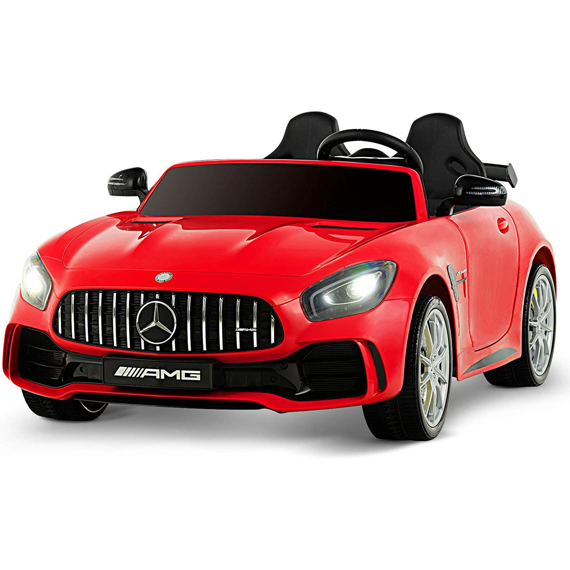 2 Seater 12V Electric Kids Ride On Car,  Mercedes Benz AMG GTR Motorized Vehicles with Remote Control, Battery Powered, LED Lights, Wheels Suspension