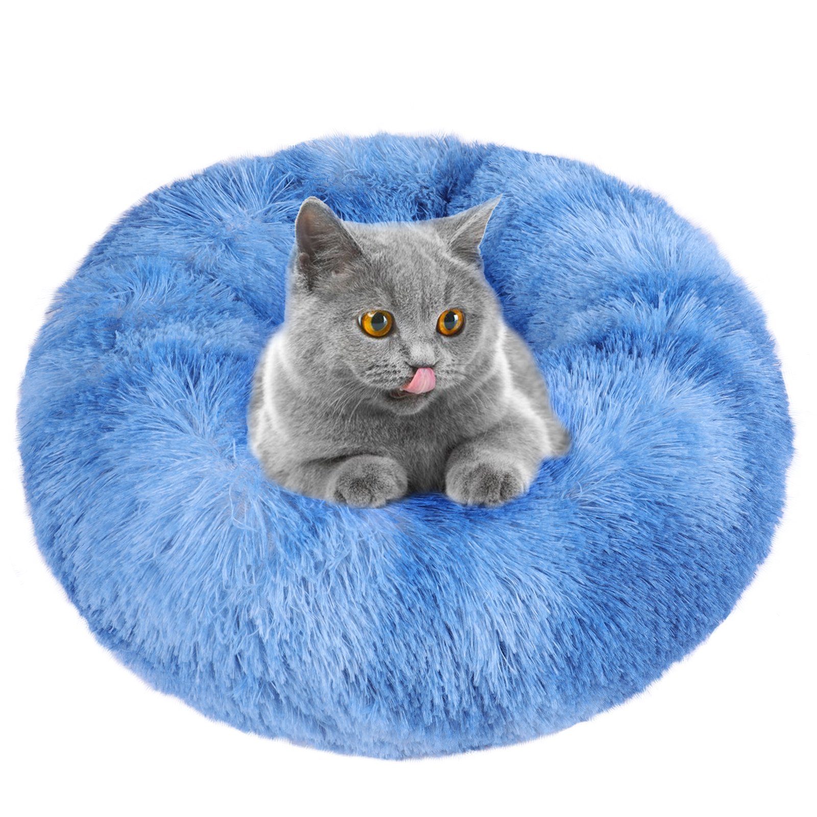Round Plush Pet Bed for Dogs & Cats, Fluffy Soft Warm Calming Bed Sleeping Kennel Nest
